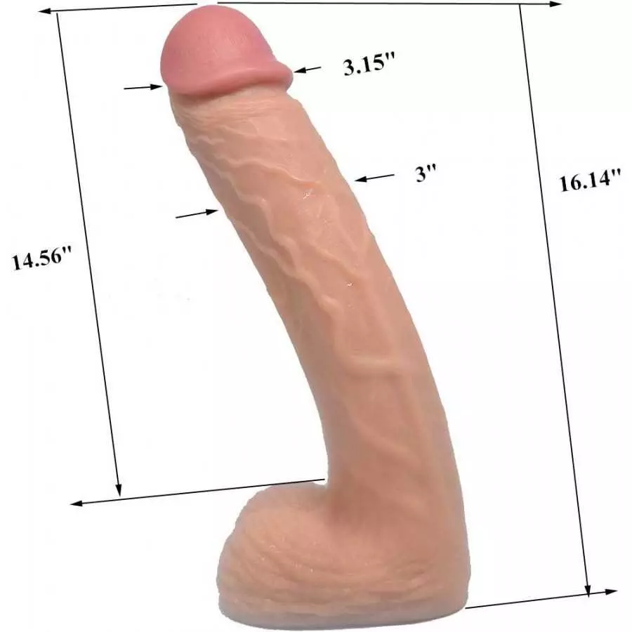 16.14 Inch Huge 3 Inch Thick Oversize Realistic Dildo Female Masturbation Massive Adult Toy for Women Couple (Black)