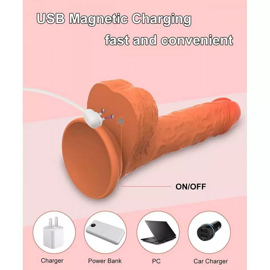 8.78in Thrusting Dildo Vibrator Sex Toy for Women/Men, Big Realistic Penis for Masturbation, Heating Suction Cup with Safe Silic