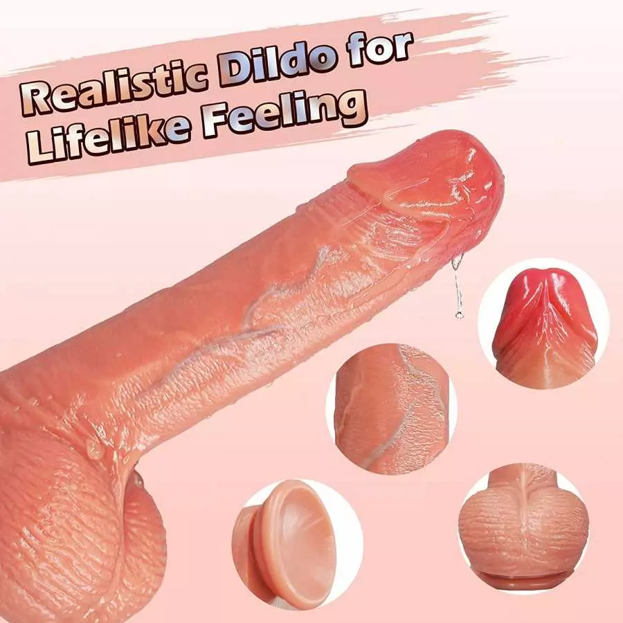 Realistic Dildo for Lifelike Feeling, LUZINE Flexible Silicone Dildo with Strong Suction-Cup Base for Hands-Free Play, Ultra Sof