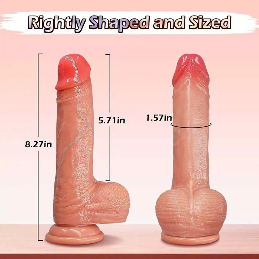 Realistic Dildo for Lifelike Feeling, LUZINE Flexible Silicone Dildo with Strong Suction-Cup Base for Hands-Free Play, Ultra Sof