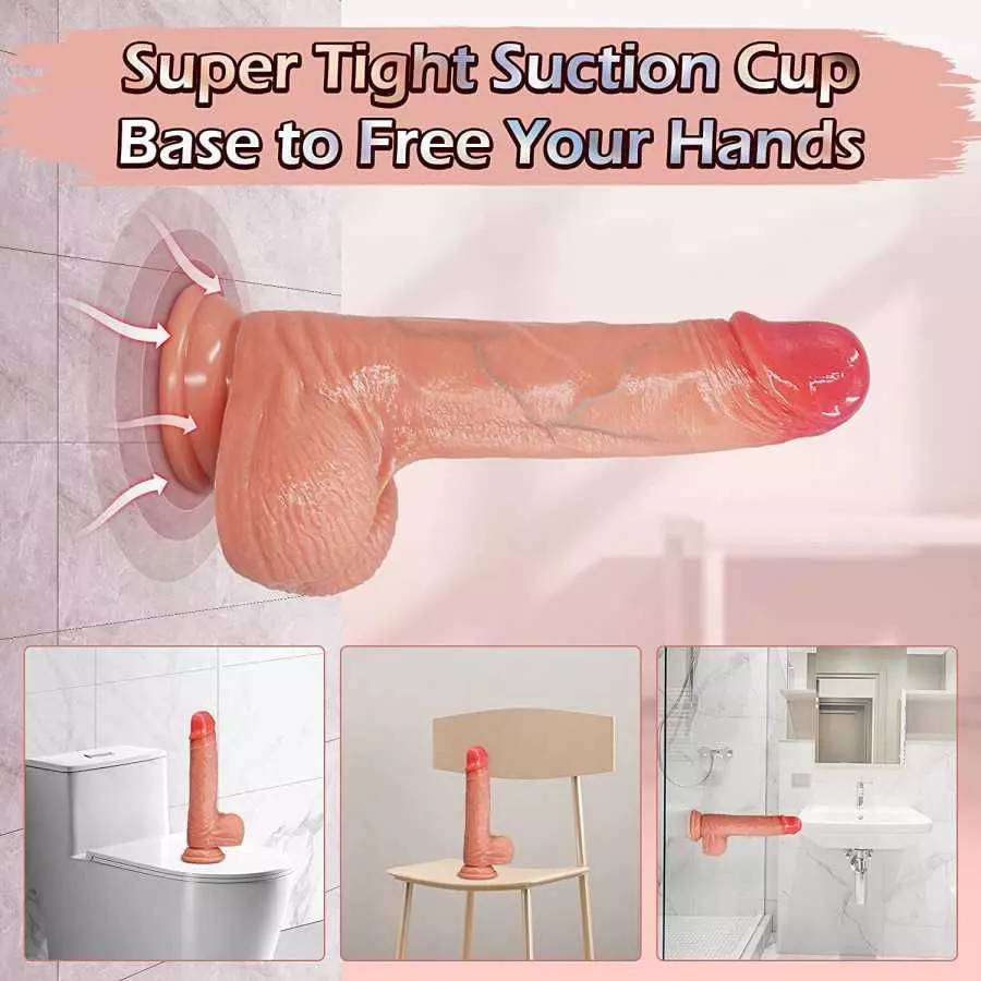 Realistic Dildo for Lifelike Feeling, LUZINE Flexible Silicone Dildo with Strong Suction-Cup Base for Hands-Free Play, Ultra Sof