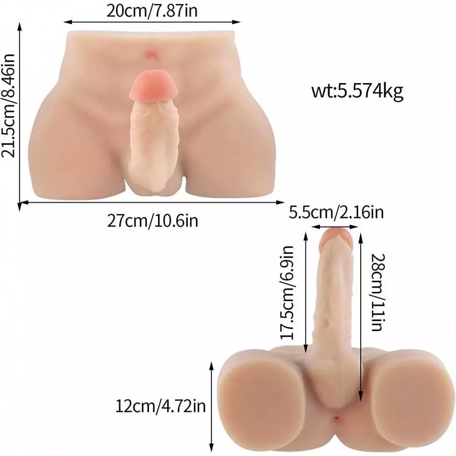 7.71lbs Male Torso Dildo Sex Doll - Flexible Bendable Penis and Tight Anal Hole for Women Masturbation,Lifelike Love Doll for Co