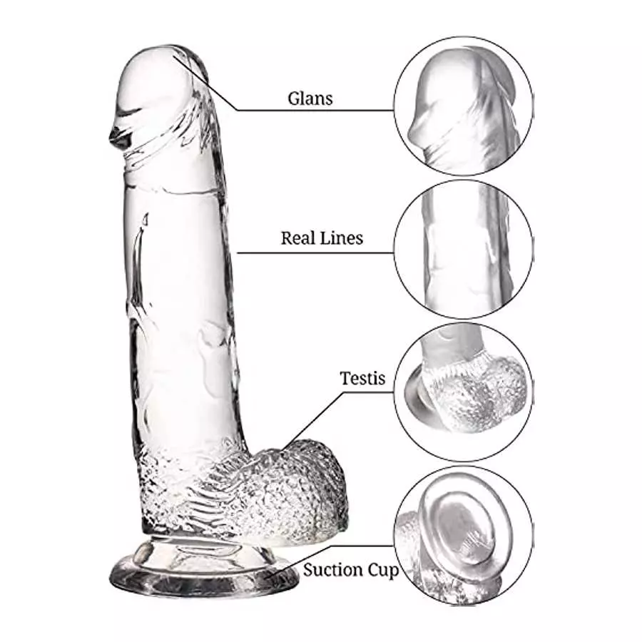 Realistic Dildos Adult Toys Didlo for Women, 7.8 Inch Sex Toy Clear Big Dildo with Suction Cup for Hands-Free Play Dildo, Body-S