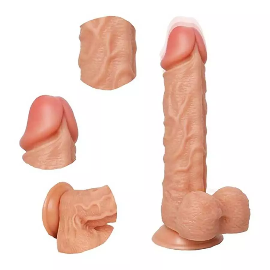 9.5 inches Compact Soft Silicone Suction Cup Realistic Classic Wand for Parties