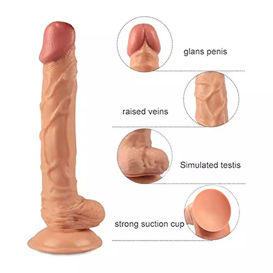 9.5 inches Compact Soft Silicone Suction Cup Realistic Classic Wand for Parties