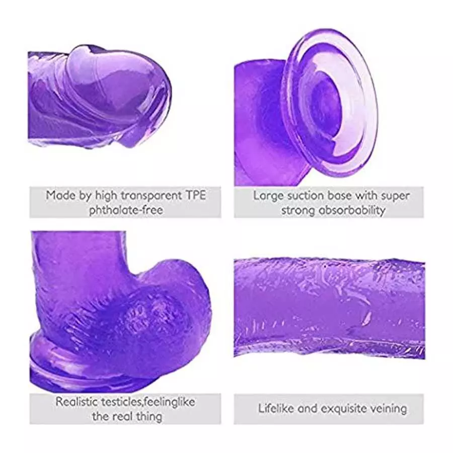 8 Inches Realistic Dildo with Suction Cup Adult Sex Toy Flexible Dildo with Curved Shaft and Ball Soft Dildo Big Cock 3D Texture