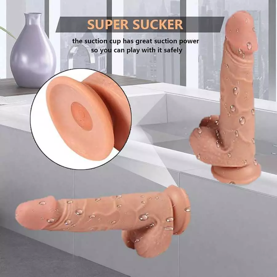BEIYIHOME Realistic Dildos Feels Like Skin, Body-Safe Material Lifelike Huge Penis with Strong Suction Cup for Hands-Free Play,