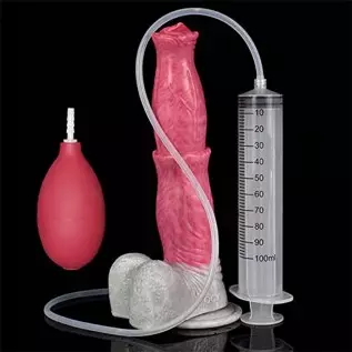 Big Realistic Animal Dildo 9.64'', Ejaculating Horse Dildo, Silicone Squirting Dildo with Suction Cup, Flexible Dildo Anal Plug,