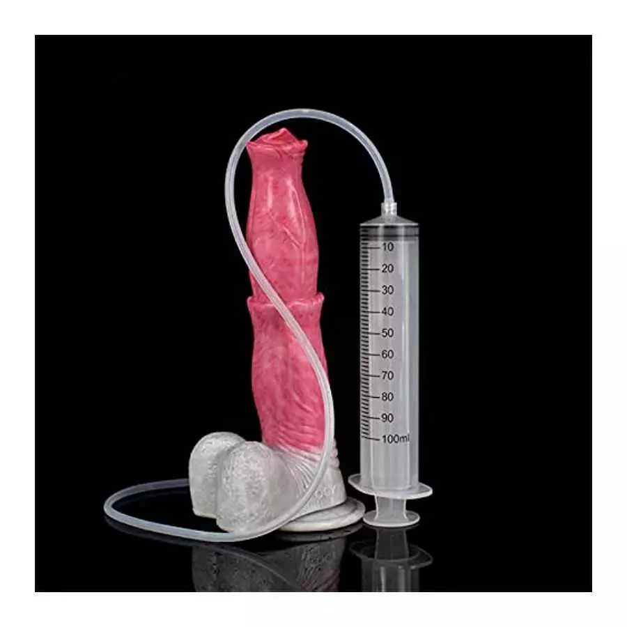 Big Realistic Animal Dildo 9.64'', Ejaculating Horse Dildo, Silicone Squirting Dildo with Suction Cup, Flexible Dildo Anal Plug,
