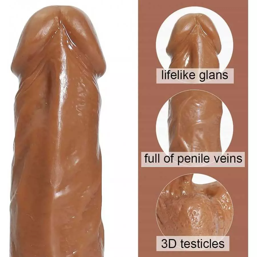 Realistic Dildo for Beginners, Lifelike Penis with Strong Suction Cup for Hands-Free, Adult Flexible Cock with Curved Shaft and