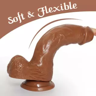 Realistic Dildo for Beginners, Lifelike Penis with Strong Suction Cup for Hands-Free, Adult Flexible Cock with Curved Shaft and Realistic Dildo for Beginners, Lifelike Penis with Strong Suction Cup for Hands-Free, Adult Flexible Cock with Curved Shaft and