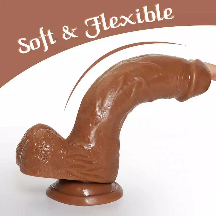 Realistic Dildo for Beginners, Lifelike Penis with Strong Suction Cup for Hands-Free, Adult Flexible Cock with Curved Shaft and