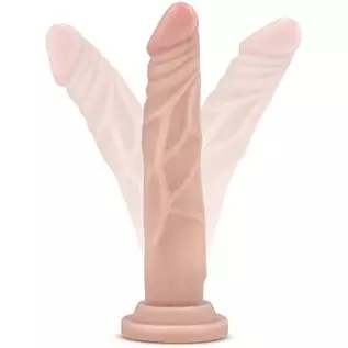 Blush Dr. Skin - 7 Inch Realistic Slim Dildo Suction Cup Harness Compatible for Pegging Women Men - Beige