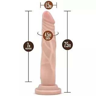Blush Dr. Skin - 7 Inch Realistic Slim Dildo Suction Cup Harness Compatible for Pegging Women Men - Beige