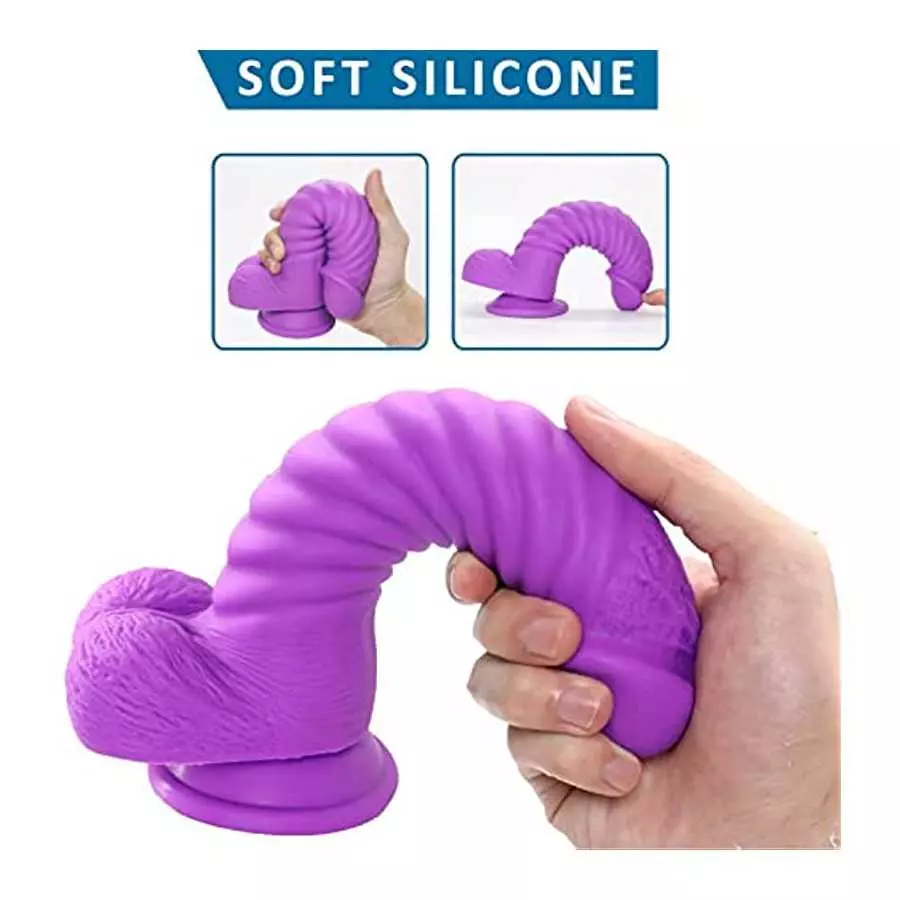 Xsinkom Realistic Dildo for Women, Ribbed-Anal Dildo with Strong Suction Cup, Body-Safe Soft Material Thick Silicone Dildo, G sp