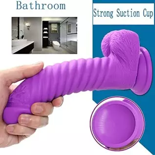 Xsinkom Realistic Dildo for Women, Ribbed-Anal Dildo with Strong Suction Cup, Body-Safe Soft Material Thick Silicone Dildo, G sp