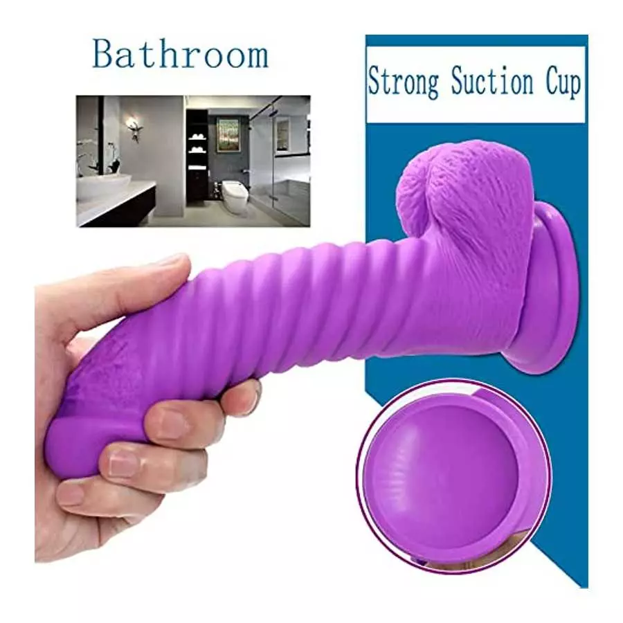 Xsinkom Realistic Dildo for Women, Ribbed-Anal Dildo with Strong Suction Cup, Body-Safe Soft Material Thick Silicone Dildo, G sp