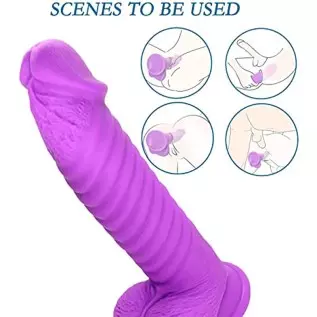 Xsinkom Realistic Dildo for Women, Ribbed-Anal Dildo with Strong Suction Cup, Body-Safe Soft Material Thick Silicone Dildo, G sp