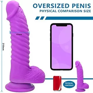 Xsinkom Realistic Dildo for Women, Ribbed-Anal Dildo with Strong Suction Cup, Body-Safe Soft Material Thick Silicone Dildo, G sp