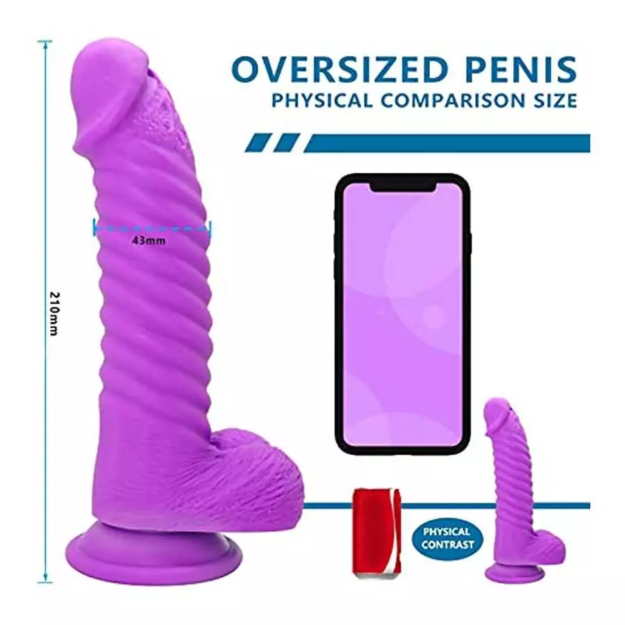 Xsinkom Realistic Dildo for Women, Ribbed-Anal Dildo with Strong Suction Cup, Body-Safe Soft Material Thick Silicone Dildo, G sp