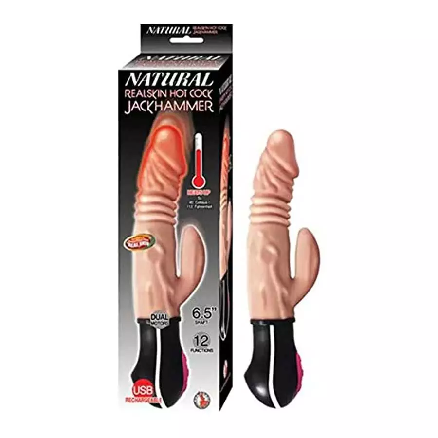 Natural Realskin Hot Cock Jackhammer-Flesh/Beige