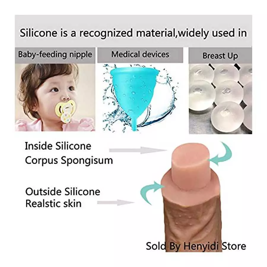 9 Inch Liquid Silicone G Spot Dildo, Strong Suction Cup Realistic Dildo Vibrator, Hands Free Anal Play Adult Sex Toy Women, Thru