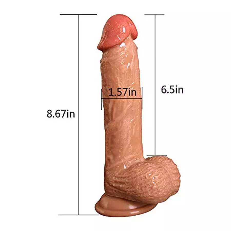 9 Inch Liquid Silicone G Spot Dildo, Strong Suction Cup Realistic Dildo Vibrator, Hands Free Anal Play Adult Sex Toy Women, Thru