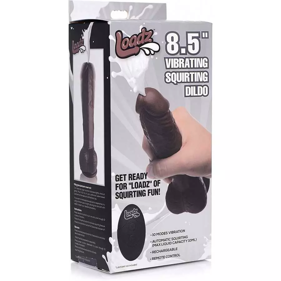 8 Inch Vibrating Squirting Dildo with Remote Control - Dark