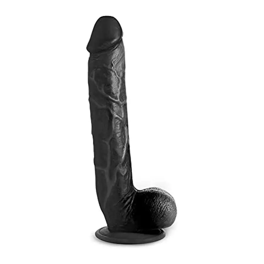 Master Cock Long Logan Black 10 Inch Life Like Dildo with Balls for Women | Powerful Suction Cup Base & Harness Compatible | Lar