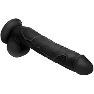 Master Cock Long Logan Black 10 Inch Life Like Dildo with Balls for Women | Powerful Suction Cup Base & Harness Compatible | Lar