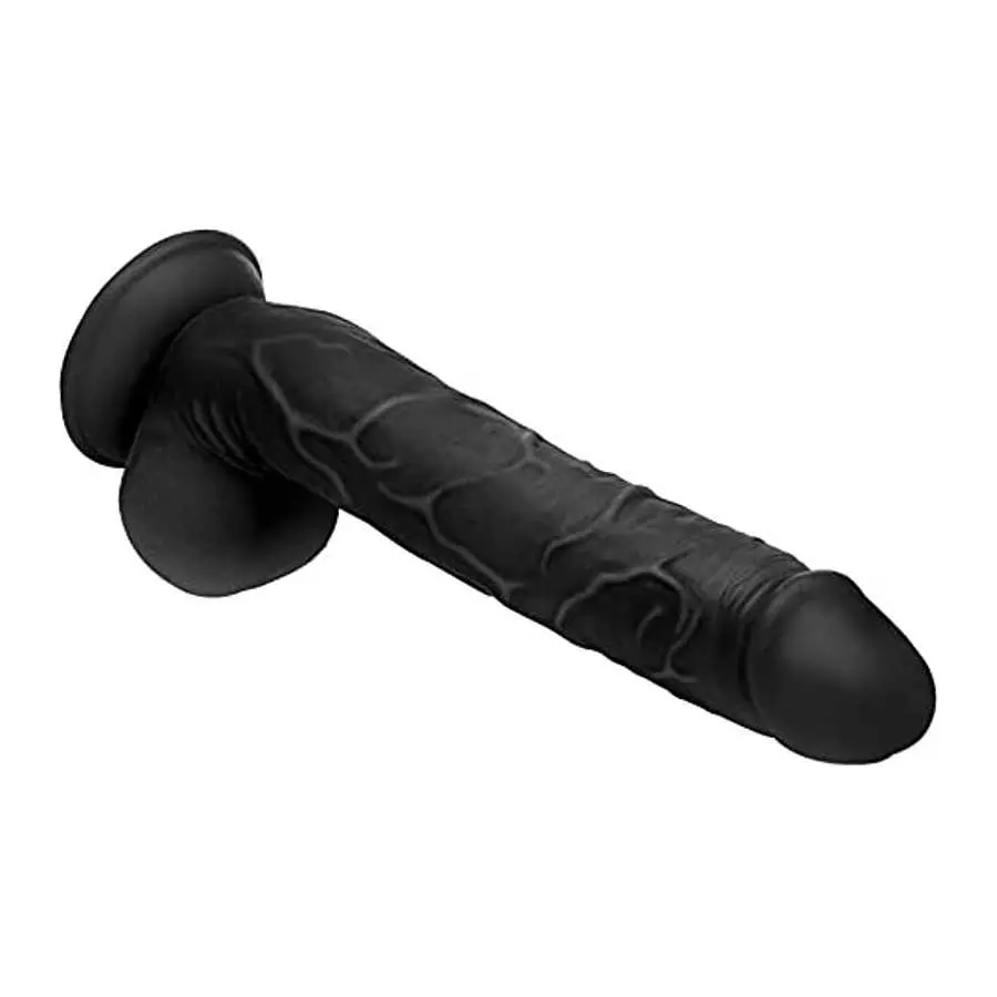 Master Cock Long Logan Black 10 Inch Life Like Dildo with Balls for Women | Powerful Suction Cup Base & Harness Compatible | Lar