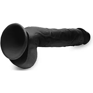 Master Cock Long Logan Black 10 Inch Life Like Dildo with Balls for Women | Powerful Suction Cup Base & Harness Compatible | Lar