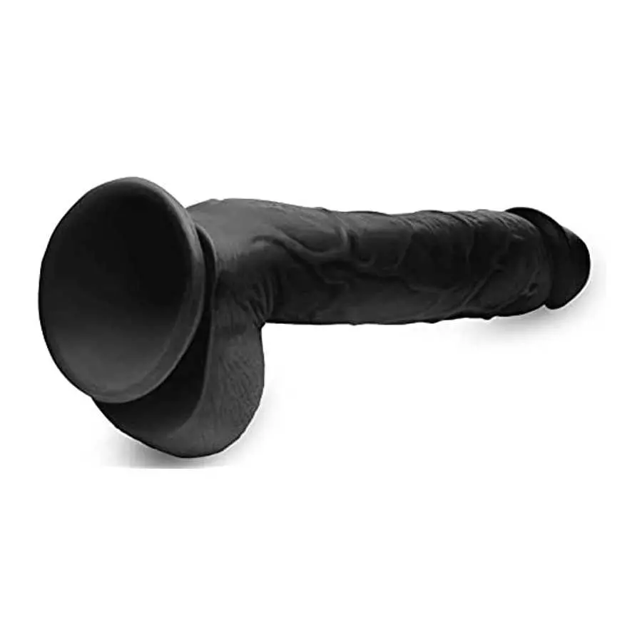 Master Cock Long Logan Black 10 Inch Life Like Dildo with Balls for Women | Powerful Suction Cup Base & Harness Compatible | Lar