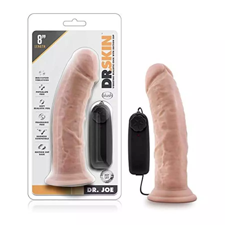 Blush Dr. Skin 8 Inch Realistic Vibrating Dildo with Suction Cup, Sex Toy for Women, Sex Toy for Adults, Vanilla