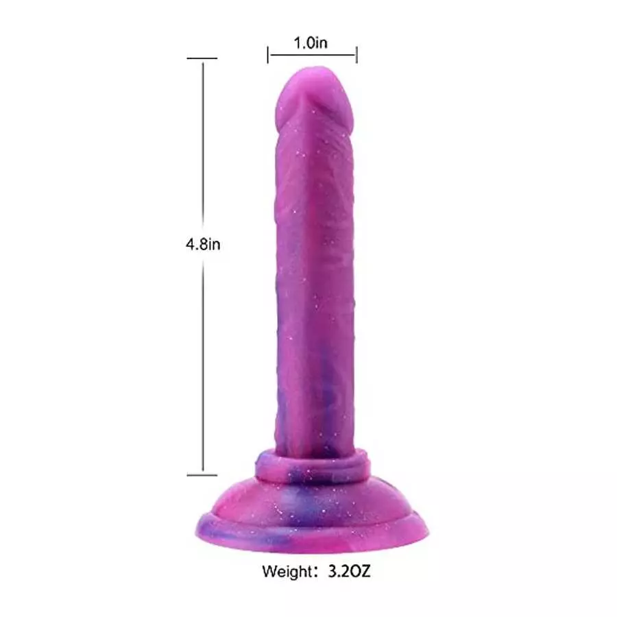 Slim Beginner Anal Dildo,SINLOLI Violet Rainbow Small Dildo with Suction Cup for First-Time Users with Storage Bag