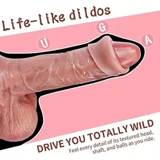 Flexible Foreskin Dildo 6.89 Inch Realistic Silicone Dildo with Strong Suction Cup Adult Sex Toy for Women and Couples