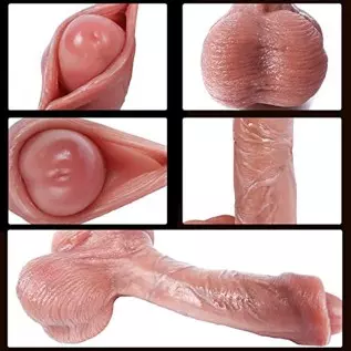 Flexible Foreskin Dildo 6.89 Inch Realistic Silicone Dildo with Strong Suction Cup Adult Sex Toy for Women and Couples