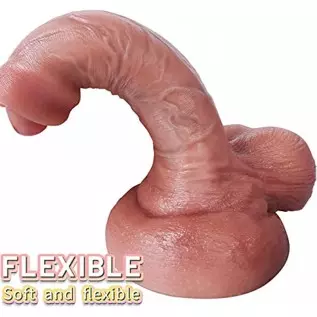 Flexible Foreskin Dildo 6.89 Inch Realistic Silicone Dildo with Strong Suction Cup Adult Sex Toy for Women and Couples