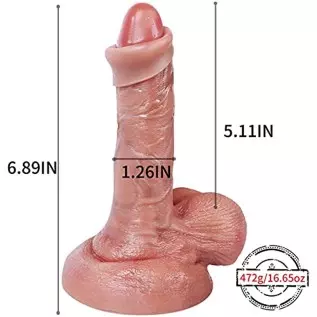 Flexible Foreskin Dildo 6.89 Inch Realistic Silicone Dildo with Strong Suction Cup Adult Sex Toy for Women and Couples