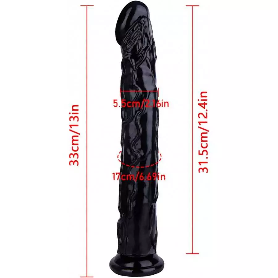 13 Inch Jelly Crystal Clear Dildo, Realistic Flexible Dildos with Powerful Suction Cup Base Large Soft Thick Anal Dildo - Clear