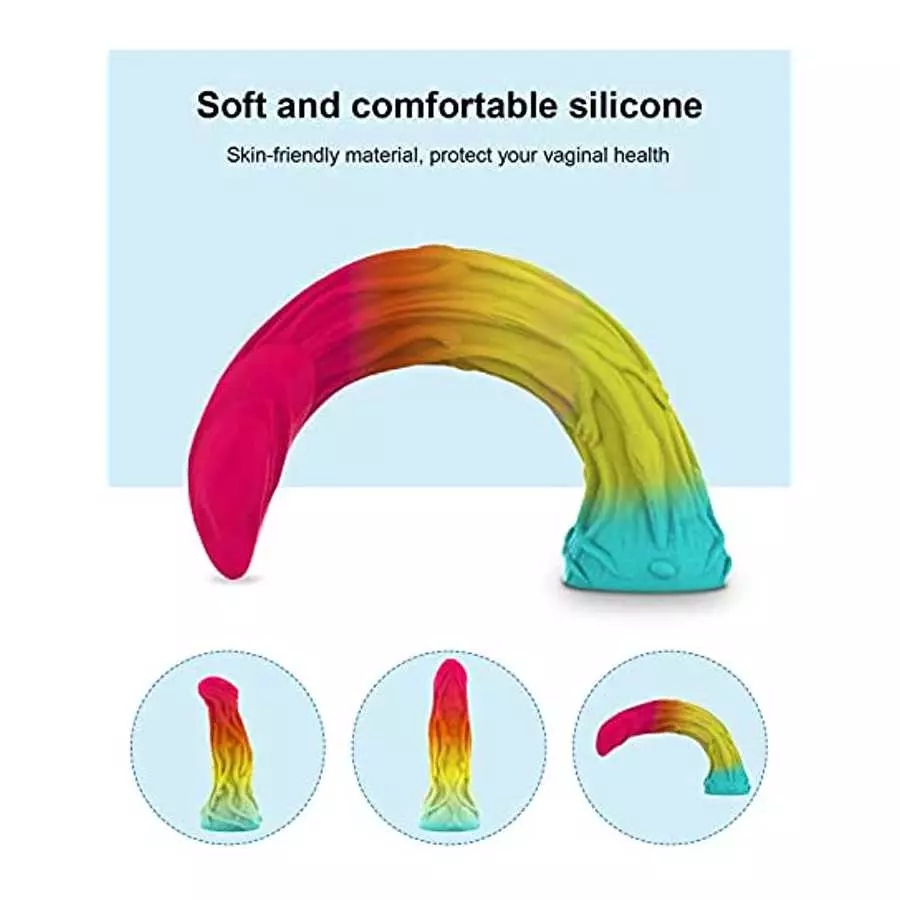 7.5 Inch Realistic Dildo with Colorful Design, Suction Cup for Hands-Free Play, Flexible and Soft Silicone Dildo, Adult Sensory