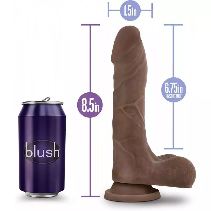 Blush Au Naturel Mister Perfect 8.5 Inch Realistic Suction Cup Dildo, Sex Toy for Women, Sex Toy for Adults, Chocolate