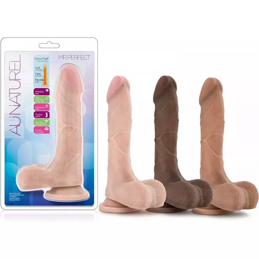 Blush Au Naturel Mister Perfect 8.5 Inch Realistic Suction Cup Dildo, Sex Toy for Women, Sex Toy for Adults, Chocolate
