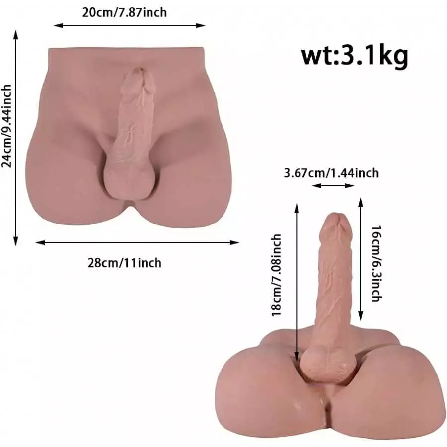 3D Realistic Sex Love Doll for Women Ass Butt Masturbator with Flexible Dildo and Tight Anal Entry Fake Penis with Ball Adult Se