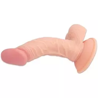 Realistic 7.5" Curved Suction Cup Dildo Veined Shaft and Lifelike Testicles