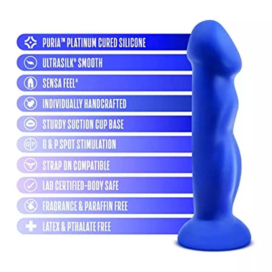 Blush Avant Suko - Sensa Feel Dual Density Platinum Cured Puria Silicone - 8 Inch Ridged Ultra Soft Dildo - Ultrasilk Smooth - S