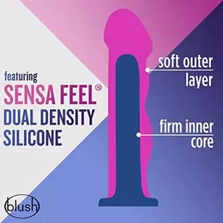 Blush Avant Suko - Sensa Feel Dual Density Platinum Cured Puria Silicone - 8 Inch Ridged Ultra Soft Dildo - Ultrasilk Smooth - S