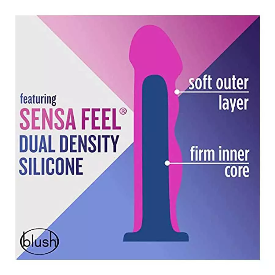 Blush Avant Suko - Sensa Feel Dual Density Platinum Cured Puria Silicone - 8 Inch Ridged Ultra Soft Dildo - Ultrasilk Smooth - S