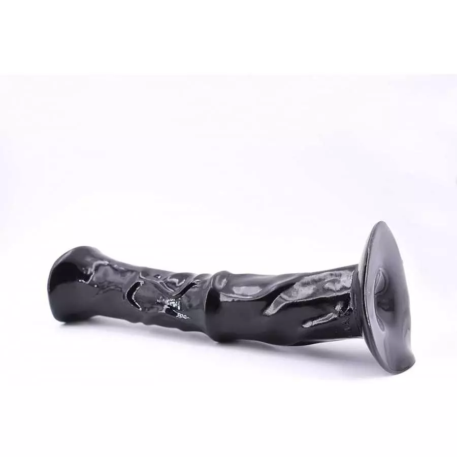 Huge Super Long Horse Cock Type Anal Dildo 13.8"x3.35"x5.12" Big Plug Ribbed Body Strong Suction Cup (Black)
