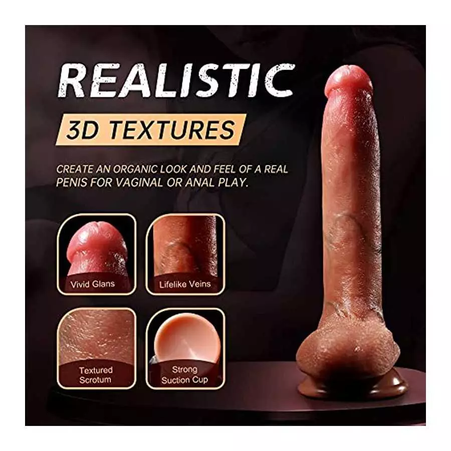7.87 Inch Realistic Dildo for Women Beginners G-Spot and Anal Play, Soft Liquid Silicone Suction Cup Dildos for Hands-Free Play,